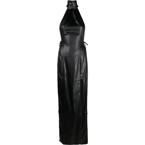 Halterneck Faux-Leather Dress , female, Sizes: L, M - Ludovic de Saint Sernin - Modalova