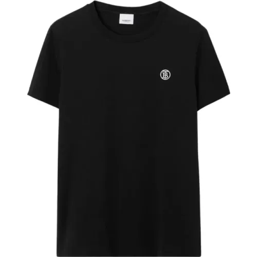 Schwarzes Baumwoll-Monogramm-T-Shirt , Herren, Größe: XS - Burberry - Modalova