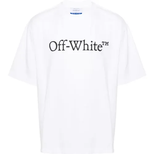 Off , Jersey Texture Logo Print T-shirts and Polos , male, Sizes: L, M, XL, S - Off White - Modalova