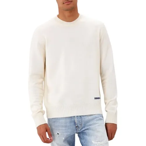 Beiger Woll-Crewneck-Pullover - Dsquared2 - Modalova