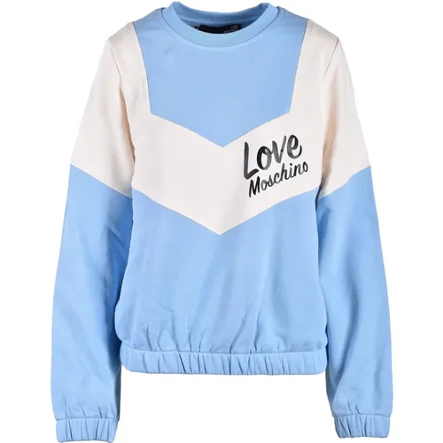 Himmelblaues Sweatshirt für Frauen , Damen, Größe: M - Love Moschino - Modalova