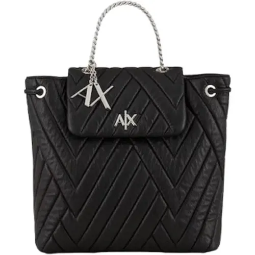 Schwarze Bucket Bag Rucksack mit Nicht-Abnehmbarer Dekoration - Armani Exchange - Modalova