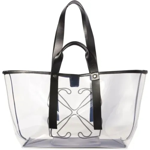 Off , Transparente PVC-Tote-Tasche mit schwarzem Logo , Damen, Größe: ONE Size - Off White - Modalova