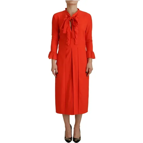 Rotes Plissiertes Midi-Kleid Eleganter Stil - Dsquared2 - Modalova