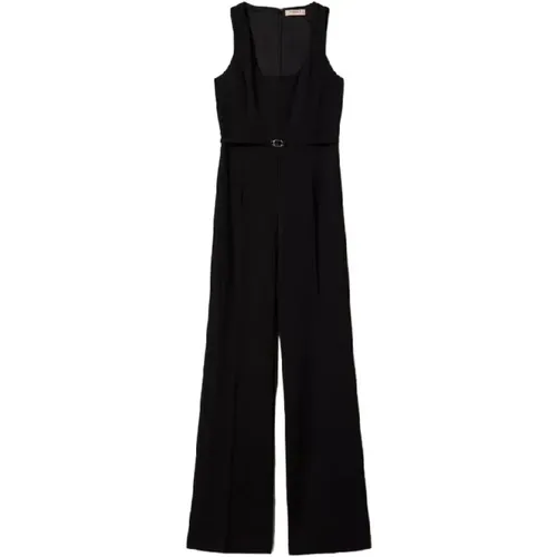 Flare Jumpsuit mit Oval T Riemen , Damen, Größe: M - Twinset - Modalova