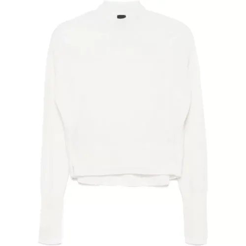 Weiße Woll-Kaschmir Pullover mit Mock Hals , Damen, Größe: XS - pinko - Modalova