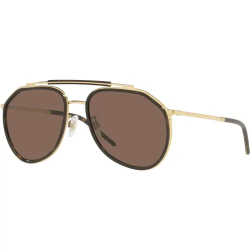 Gold/Braune Sonnenbrille , Herren, Größe: 57 MM - Dolce & Gabbana - Modalova
