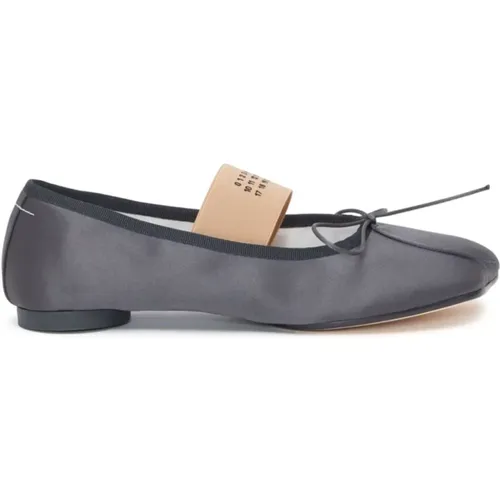 Grey Satin Asymmetric Ballerina Shoes , female, Sizes: 7 UK - MM6 Maison Margiela - Modalova