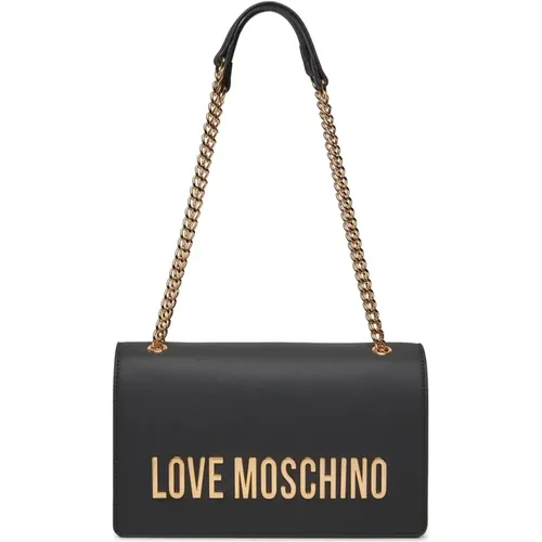 Kleine Schwarze Umhängetasche mit Logo , Damen, Größe: ONE Size - Love Moschino - Modalova