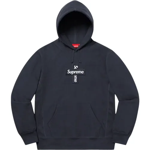 Limited Edition Cross Box Logo Hoodie Navy , male, Sizes: S, XL, L, M - Supreme - Modalova