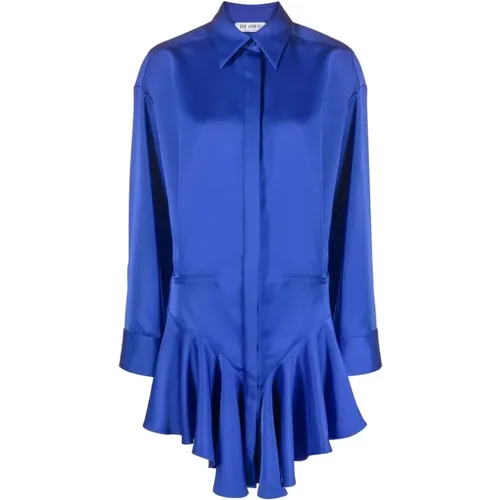 Blau glitzerndes Minikleid mit Hemdprint , Damen, Größe: XS - The Attico - Modalova