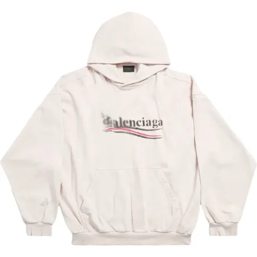 White Logo Print Hooded Sweater , female, Sizes: S - Balenciaga - Modalova