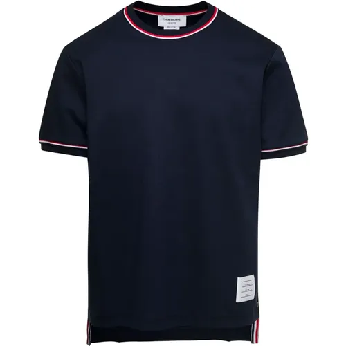 Kurzarm-T-Shirt mit RWB-Streifenverzierung , Herren, Größe: 2XL - Thom Browne - Modalova