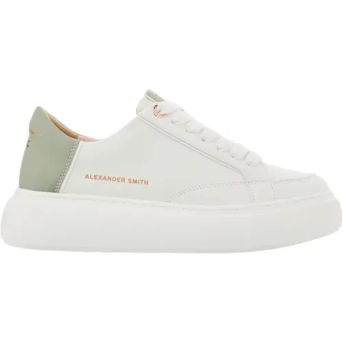 Eco-friendly White Green Sneakers , female, Sizes: 7 UK, 8 UK, 6 UK, 5 UK, 4 UK, 3 UK - Alexander Smith - Modalova