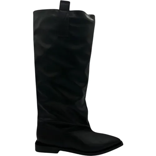 Slouchy Schwarzer Hoher Stiefel , Damen, Größe: 38 EU - Ganni - Modalova