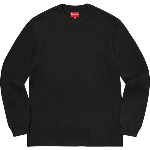Limitierte Auflage Thermische Schwarze Waffel-Sweatshirt , unisex, Größe: L - Supreme - Modalova
