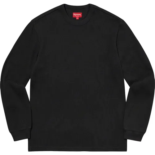 Limitierte Auflage Thermische Schwarze Waffel-Sweatshirt - Supreme - Modalova