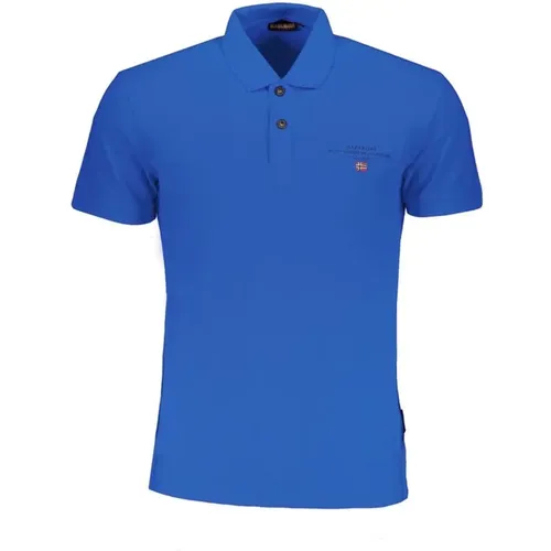 Blaues Baumwoll-Poloshirt mit Logo , Herren, Größe: L - Napapijri - Modalova