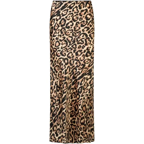 Leopard Print Long Silk Skirt , female, Sizes: XS - Mes Demoiselles - Modalova