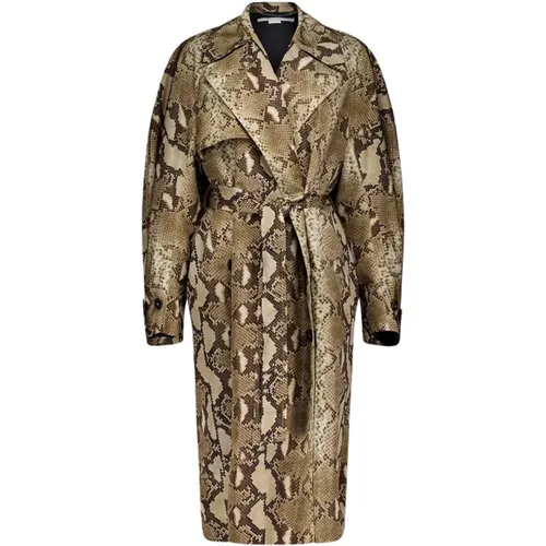Python-Print Belted Trench Coat , female, Sizes: XS, 2XS - Stella Mccartney - Modalova