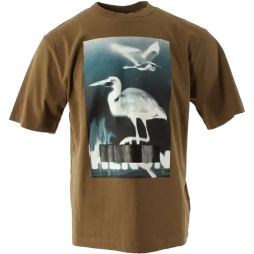 Stylisches Herren Grünes Baumwoll-T-Shirt , Herren, Größe: L - Heron Preston - Modalova