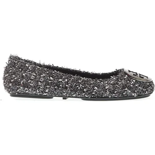 Silberne und Schwarze Boucle-Ballerina , Damen, Größe: 36 1/2 EU - TORY BURCH - Modalova