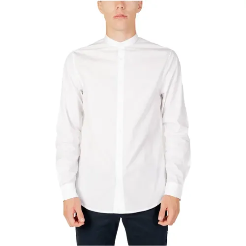 Weißes Herrenhemd mit Mandarin-Kragen - Armani Exchange - Modalova