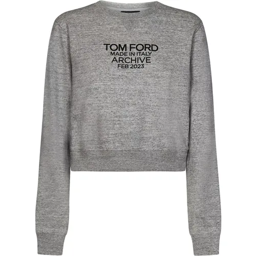 Grey Sweater with Ribbed Details , female, Sizes: M, S, L - Tom Ford - Modalova