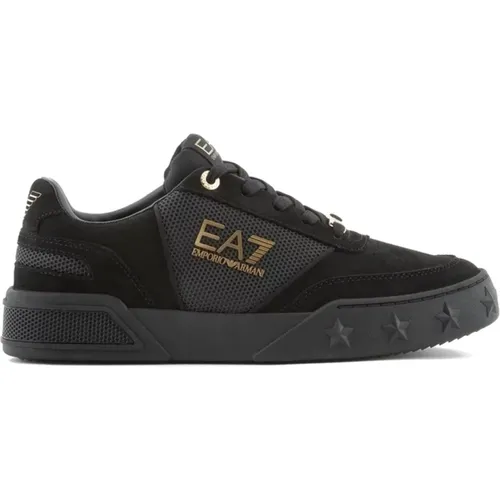 Gold Casual Sneakers , male, Sizes: 7 1/3 UK - Emporio Armani EA7 - Modalova