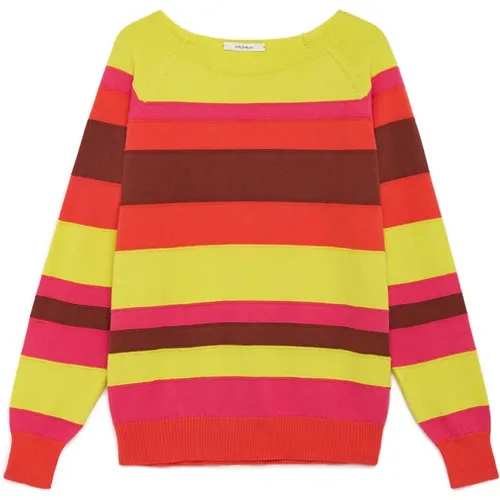 Multicolor Baumwolle Streifen Pullover , Damen, Größe: M - Maliparmi - Modalova