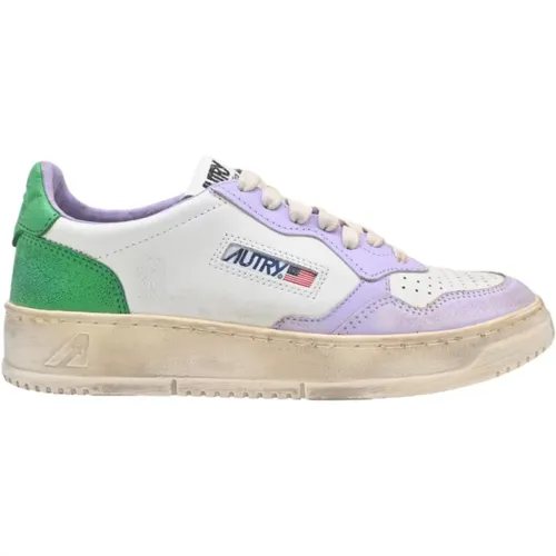 Vintage Low Top Sneakers White/Green , female, Sizes: 6 UK, 3 UK, 8 UK, 4 UK, 2 UK, 5 UK - Autry - Modalova