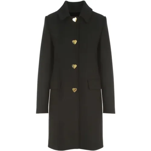 Wool coat with heart buttons , female, Sizes: L - Love Moschino - Modalova