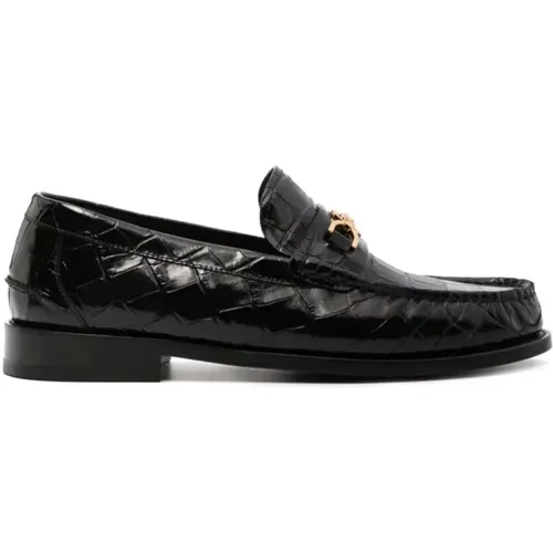 Schwarze flache Schuhe mit Medusa 95 Hardware , Herren, Größe: 41 EU - Versace - Modalova
