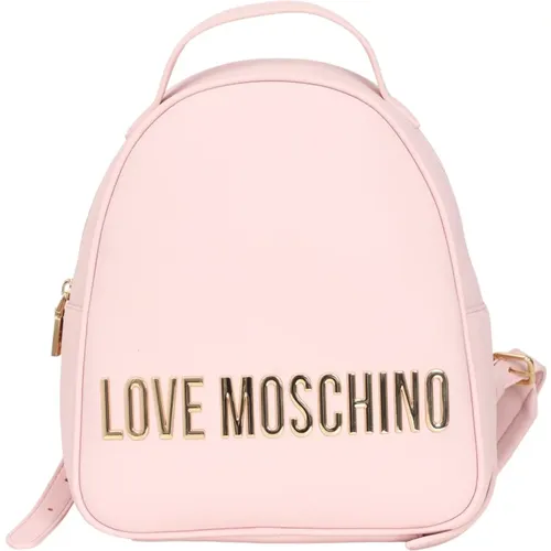 Rosa Minimalistischer Rucksack mit Metall-Logo,Rosa Taschen für Modebegeisterte - Love Moschino - Modalova