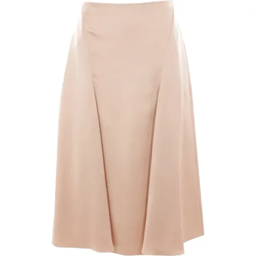 Champagne Silk Midi Skirt , female, Sizes: S - Fendi - Modalova