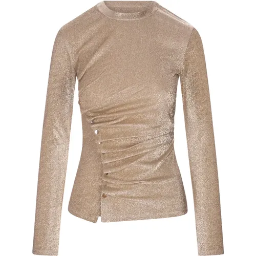 Goldene Lurex Drapierte Bluse , Damen, Größe: 2XS - Paco Rabanne - Modalova