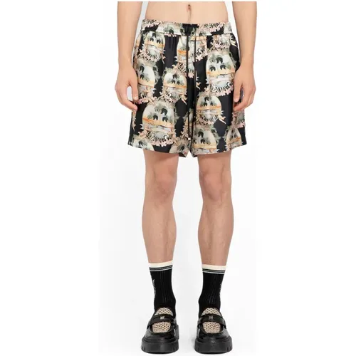 Palm Print Silk Shorts , male, Sizes: M, L - Amiri - Modalova