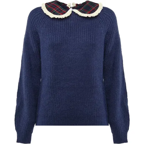 Navy Tartan Calia Sweater , female, Sizes: M - MC2 Saint Barth - Modalova