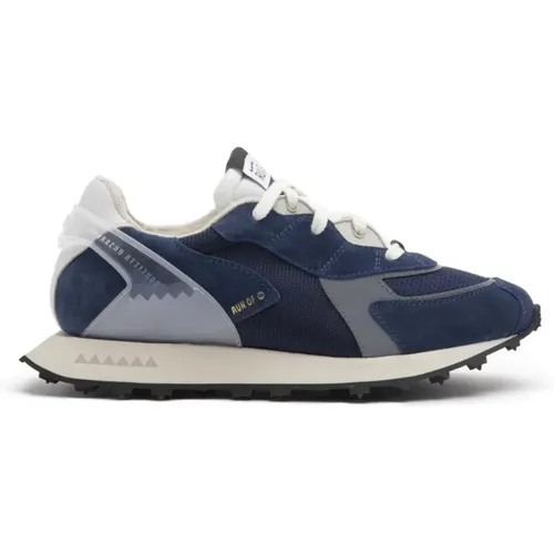 Blue Suede Sport Shoes with Reflective Grey Leather and Mesh , male, Sizes: 10 UK, 7 UK, 11 UK, 8 UK, 6 UK, 9 UK, 12 UK - RUN OF - Modalova