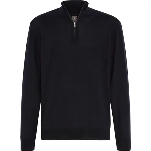 Merino-Woll-Halbzip-Pullover,Merino Wool Half Zip Jumper,Merinowolle Halbzip Pullover - Boggi Milano - Modalova