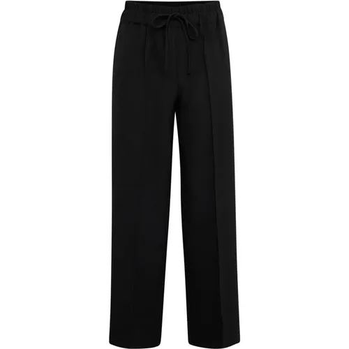 Elastische Taille Straight-Leg Schwarze Hose , Damen, Größe: 2XL - Soaked in Luxury - Modalova