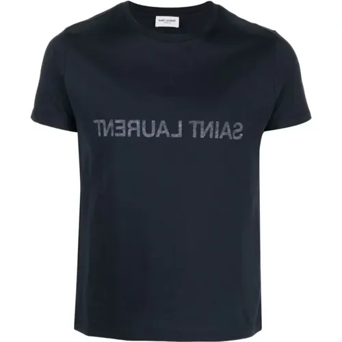 Logo Print Kurzarm Baumwoll T-Shirt,T-Shirts - Saint Laurent - Modalova