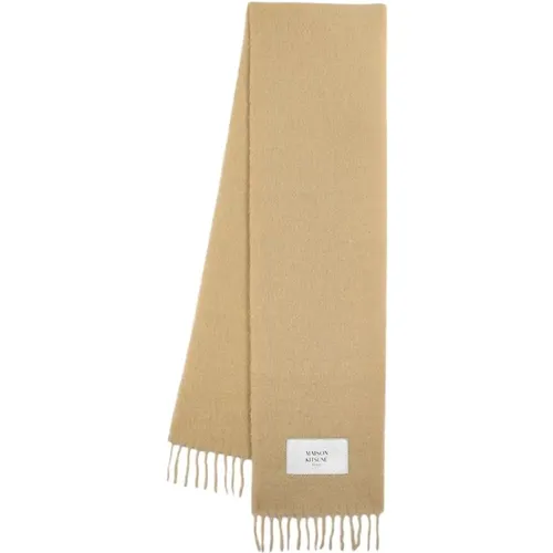 Baby Alpaca Wool Scarf Brown , unisex, Sizes: ONE SIZE - Maison Kitsuné - Modalova