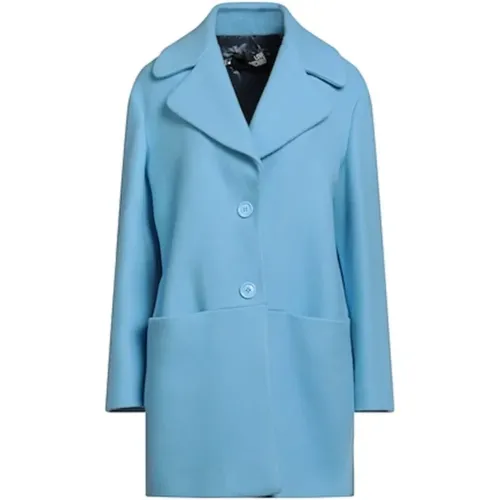 Wool Coat with Logo Detail , female, Sizes: M - Love Moschino - Modalova