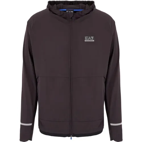 Schwarzer Pullover mit Logo-Print , Herren, Größe: S - Emporio Armani EA7 - Modalova