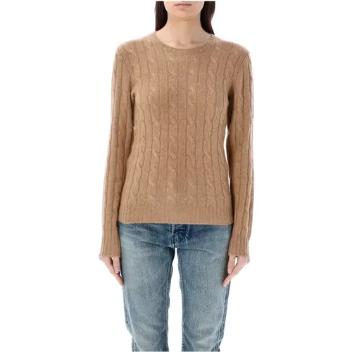 Camel Cable Knit Sweater , female, Sizes: L - Ralph Lauren - Modalova