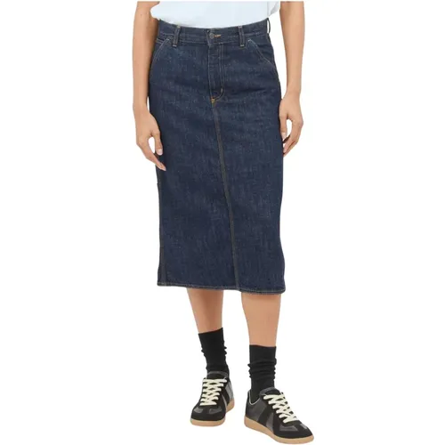 Denim Midi Rock mit Kontrastnähten , Damen, Größe: M - Carhartt WIP - Modalova