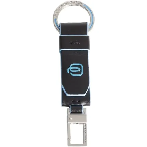 Leather Keychain , male, Sizes: ONE SIZE - Piquadro - Modalova