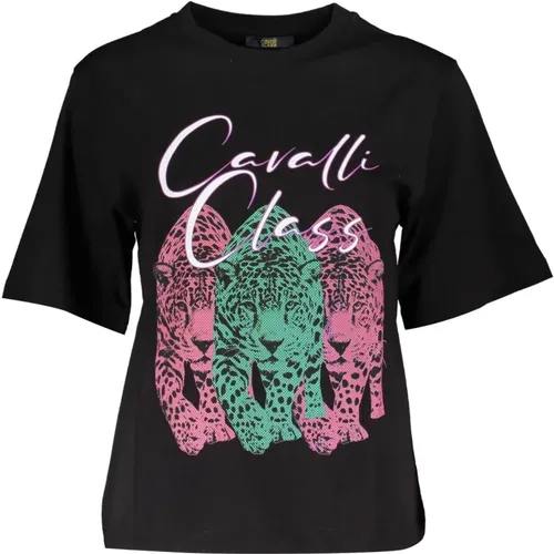 Iconic Print Slim Fit Tee , Damen, Größe: S - Cavalli Class - Modalova