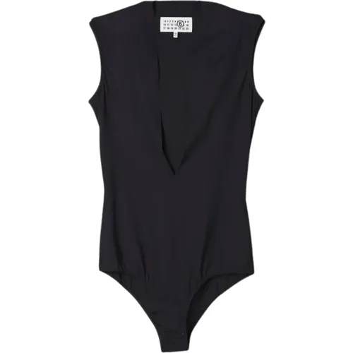 V-Neck Bodysuit Top , female, Sizes: S, M - MM6 Maison Margiela - Modalova